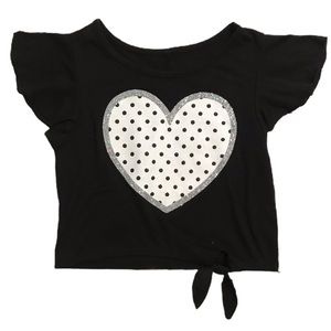 Justice Black Polka Dot Heart Top